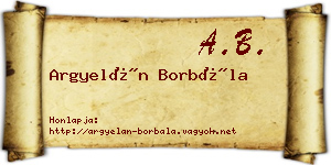 Argyelán Borbála névjegykártya
