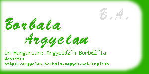 borbala argyelan business card